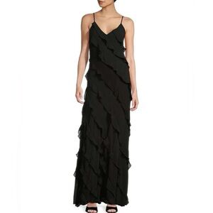 B Darlin Black Ruffle Spaghetti-Strap Maxi Dress